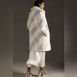 Anthropologie White and Blue Teddy Jacket